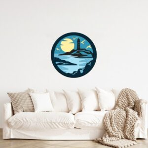 3D Coastal Lighthouse Wooden Wall Art 60x60