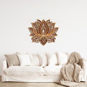 3D Boho Wooden Lotus Mandala Wall Art 70x60