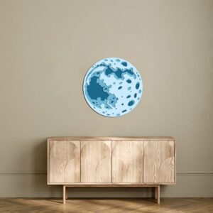 3D Wooden Moon Wall Art – Minimal Space Décor 60x60