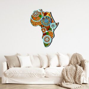 3D Wooden Africa Map Gear Art 72x60