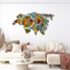 3D Wooden World Map Gear Art 120x65