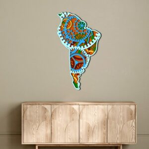 3D Wooden South America Gear Map 80x45