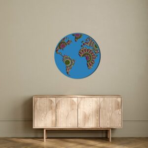 3D Wooden World Map Mandala Wall Art 45x45