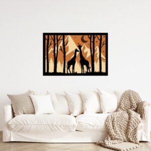 3D Wooden Giraffe Forest Wall Art 80x53