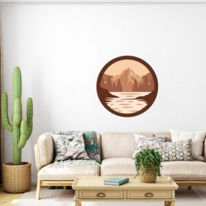 3D Mountain Lake Wooden Wall Art 60x60