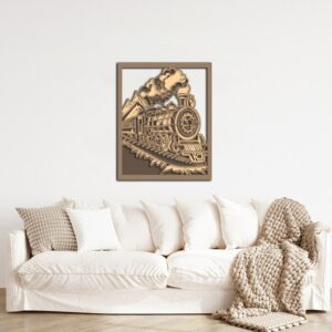 3D Vintage Steam Train Wooden Wall Art 100x80
