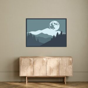 3D Moon Mountain Landscape Wooden Wall Art 100x70