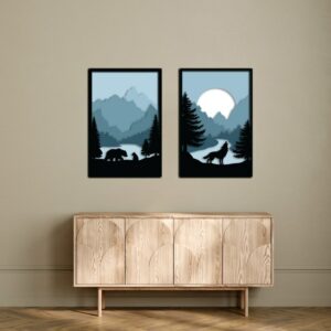 Duo Set 3D Blue Mountain Wildlife 90x60